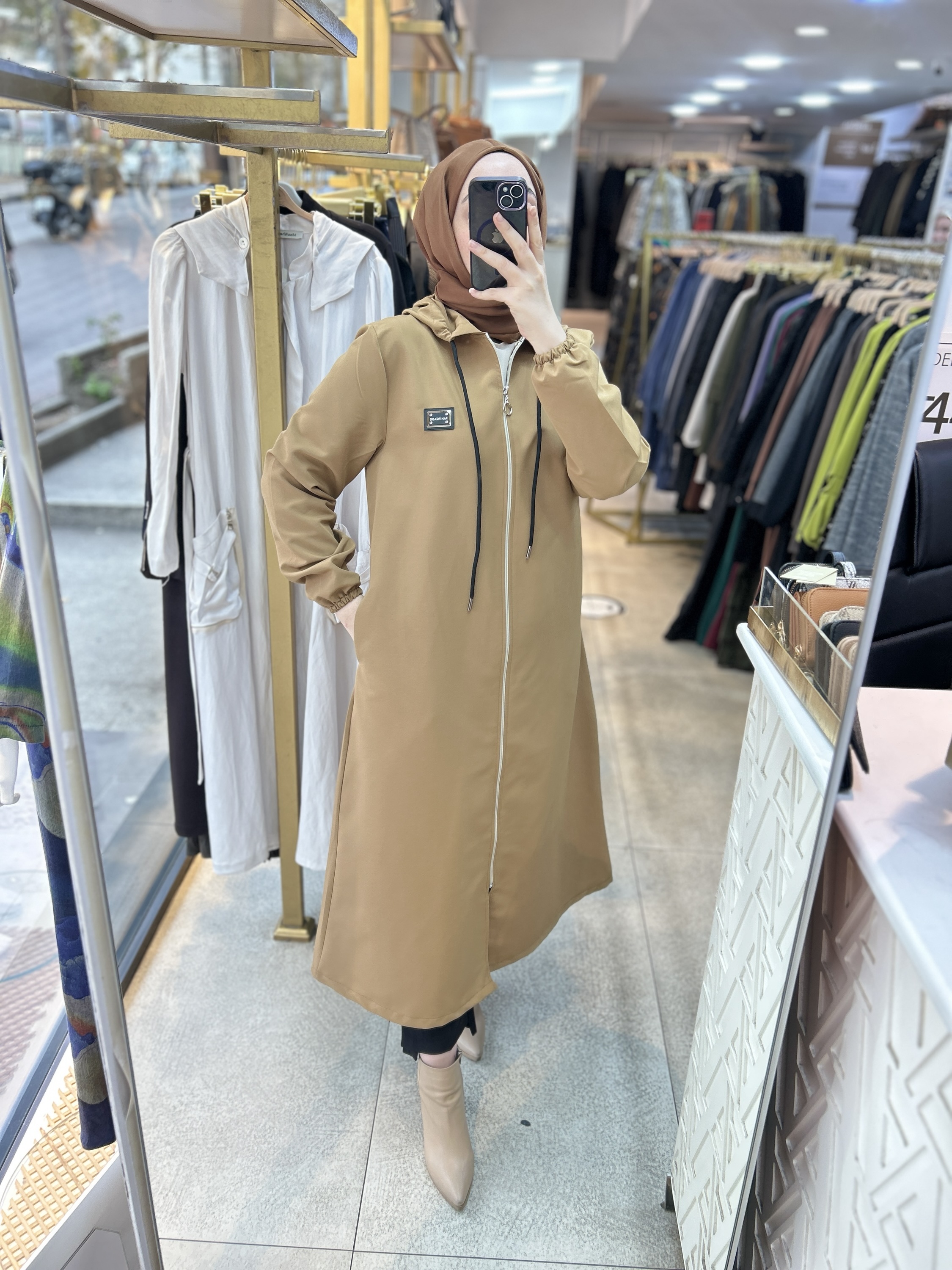 Cepli Kapşonlu Trençkot 1507 - Görsel 1