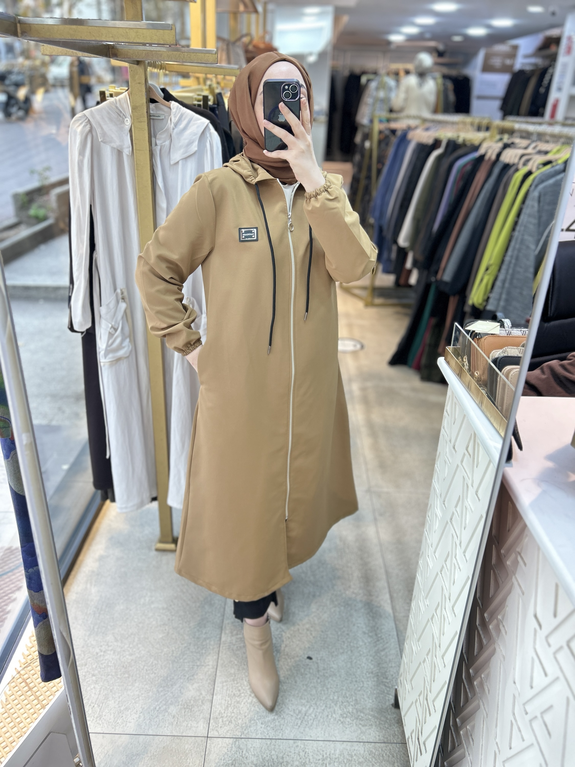 Cepli Kapşonlu Trençkot 1507 - Görsel 24