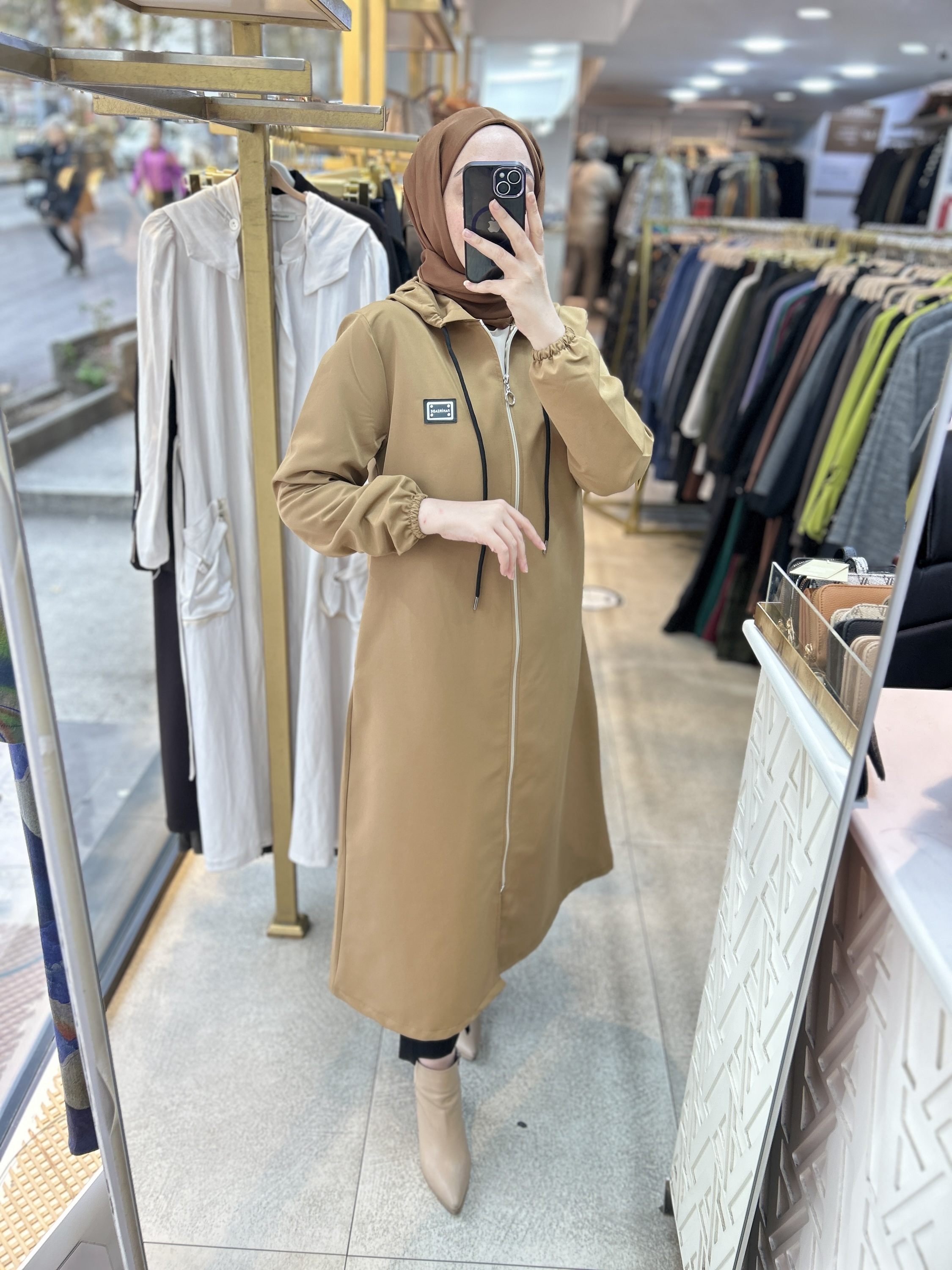 Cepli Kapşonlu Trençkot 1507 - Görsel 30