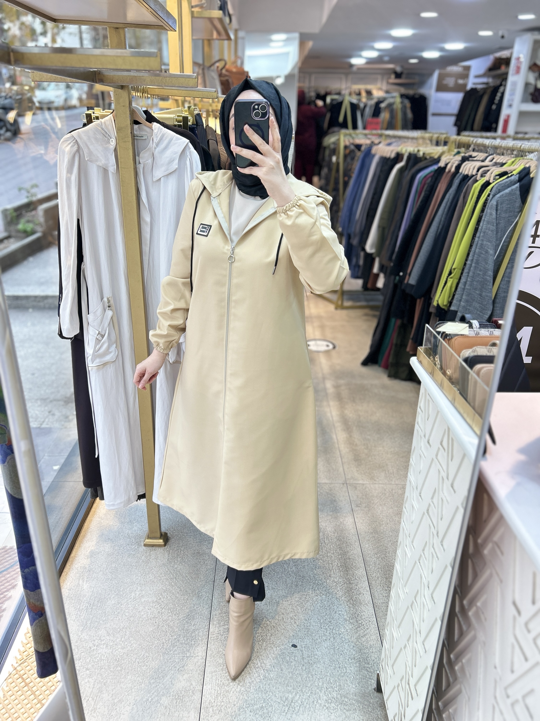 Cepli Kapşonlu Trençkot 1507 - Görsel 5