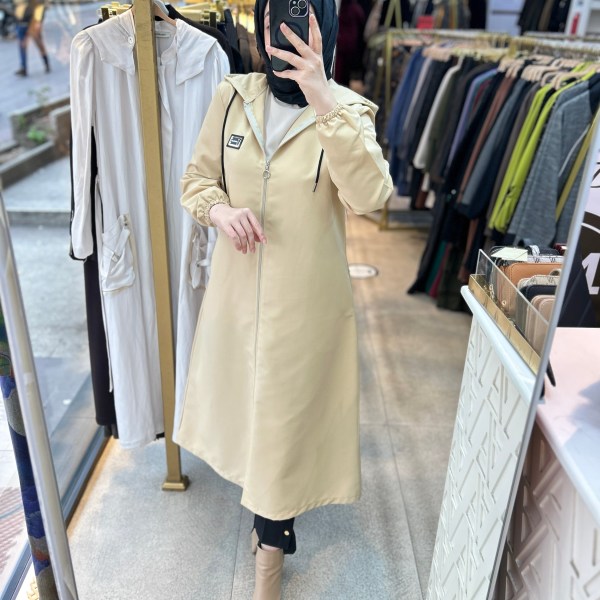 Cepli Kapşonlu Trençkot 1507 - Görsel 6