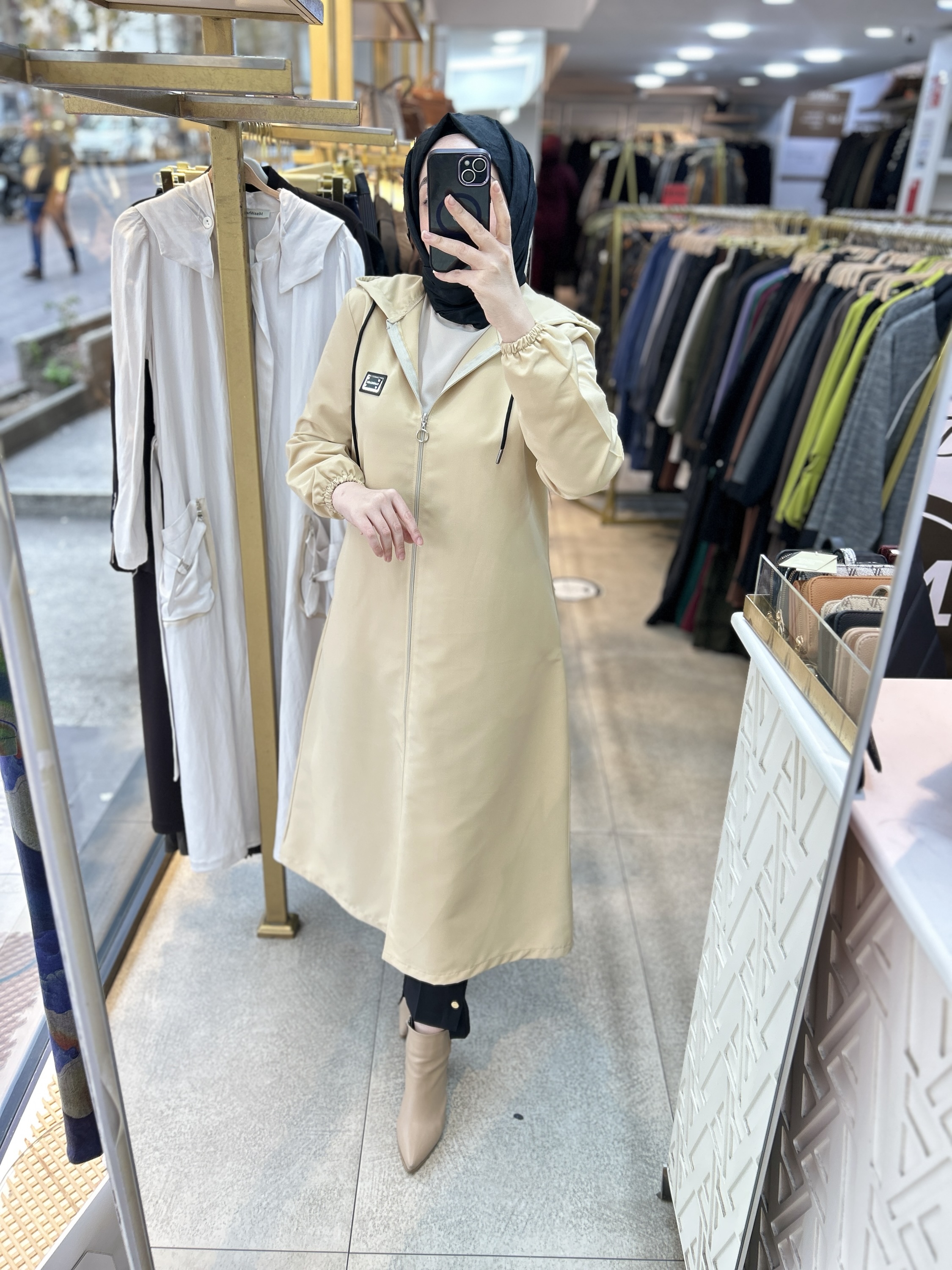 Cepli Kapşonlu Trençkot 1507 - Görsel 6