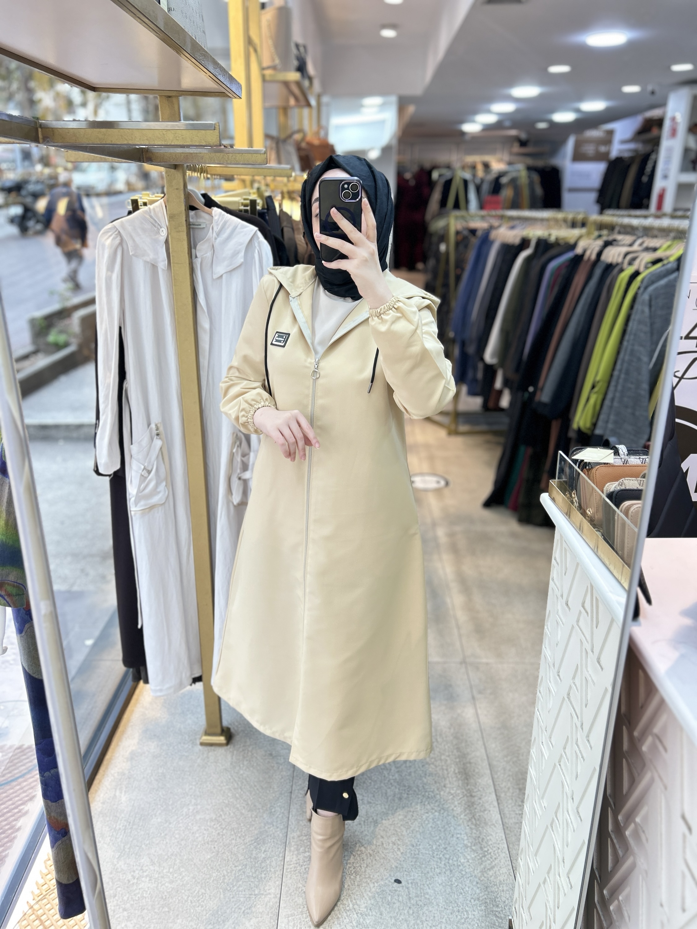 Cepli Kapşonlu Trençkot 1507 - Görsel 7