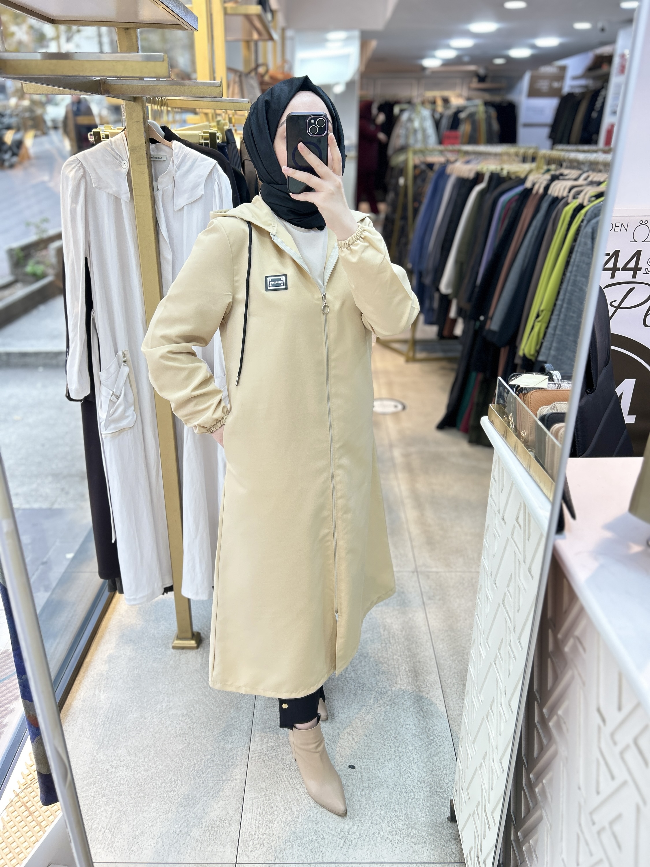 Cepli Kapşonlu Trençkot 1507 - Görsel 8