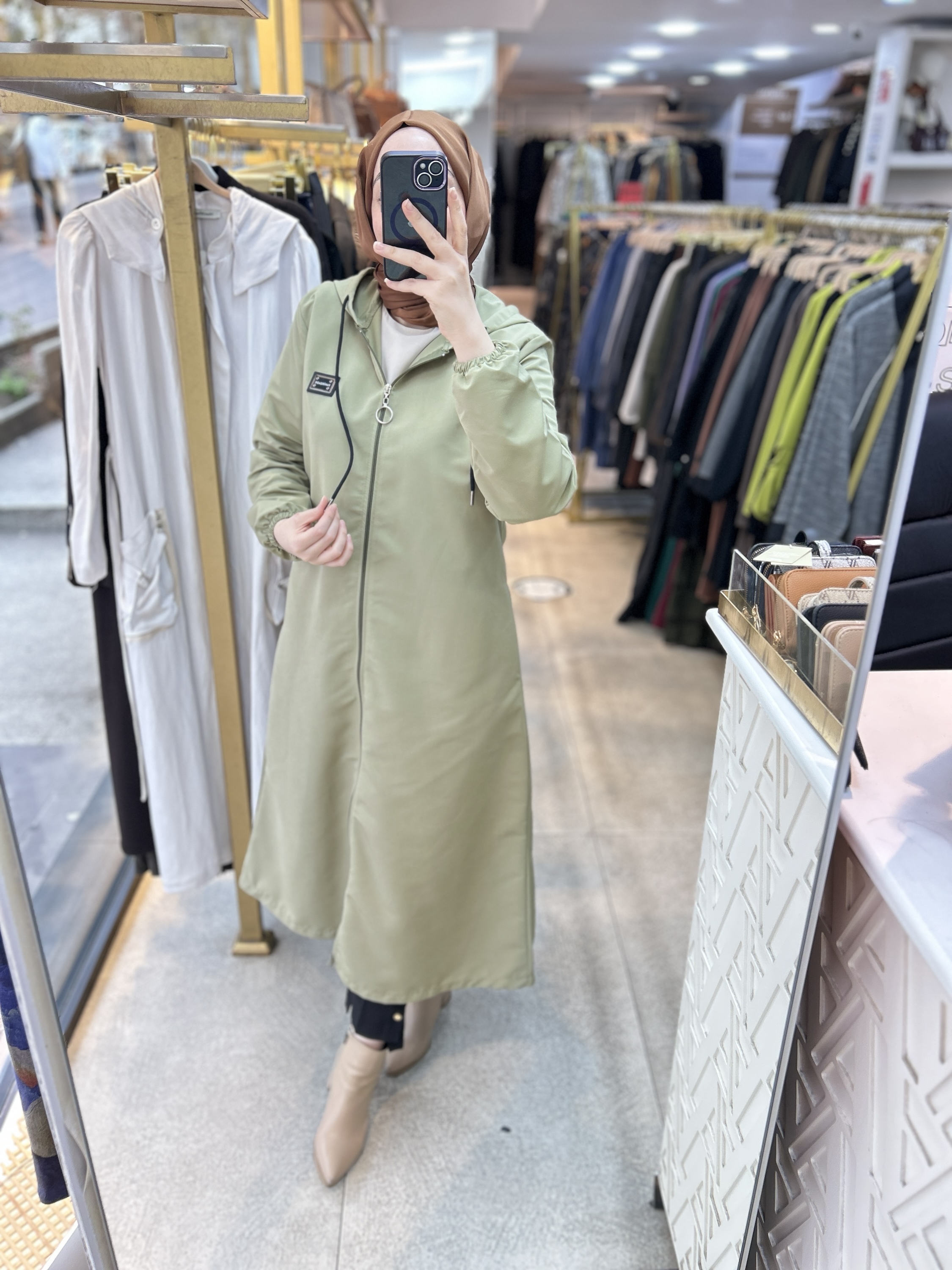 Cepli Kapşonlu Trençkot 1507 - Görsel 12