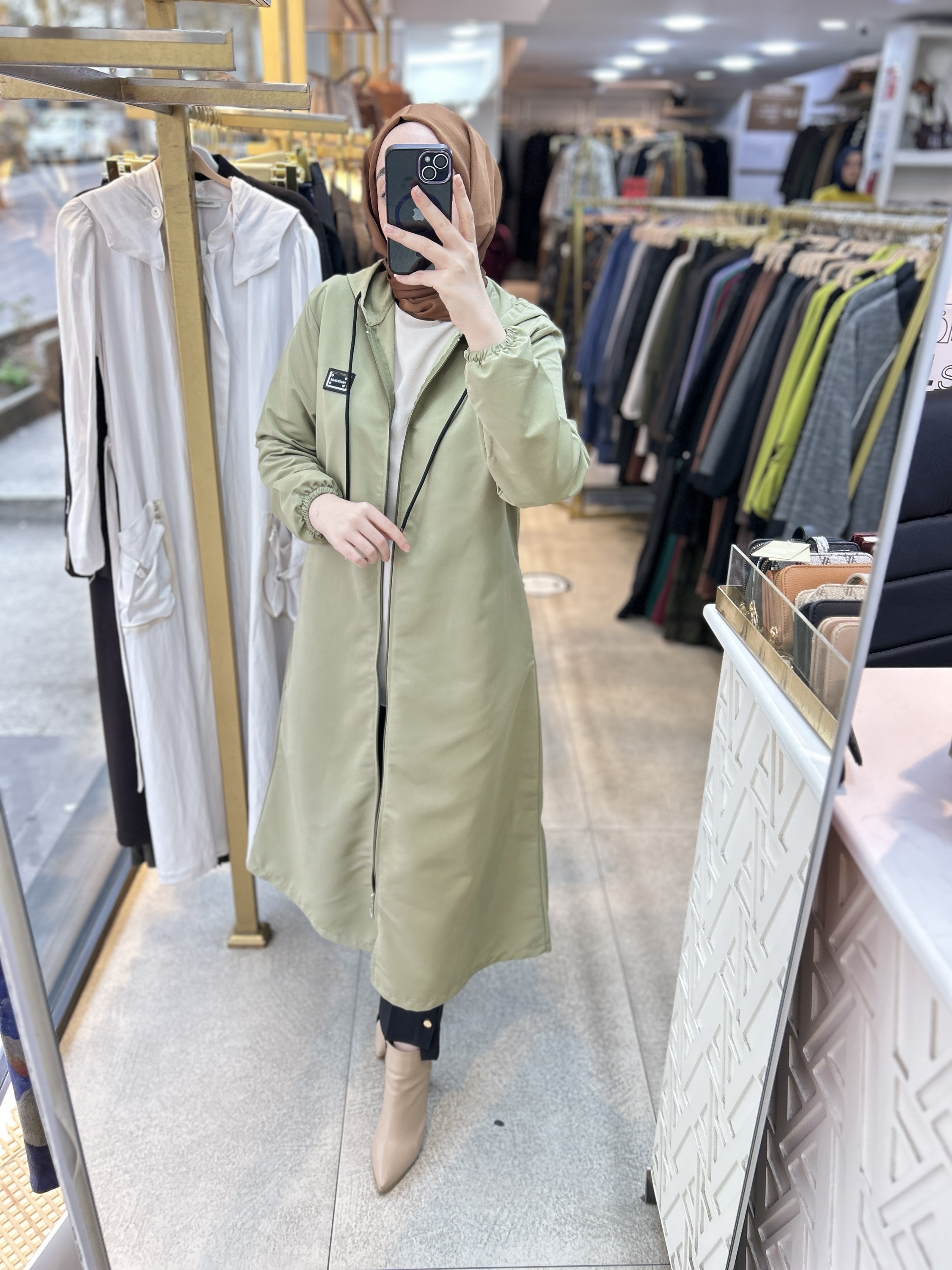 Cepli Kapşonlu Trençkot 1507 - Görsel 31