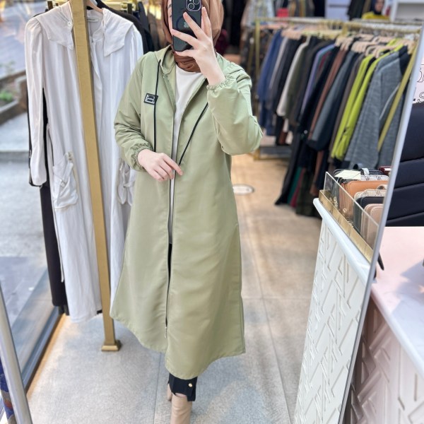 Cepli Kapşonlu Trençkot 1507 - Görsel 28