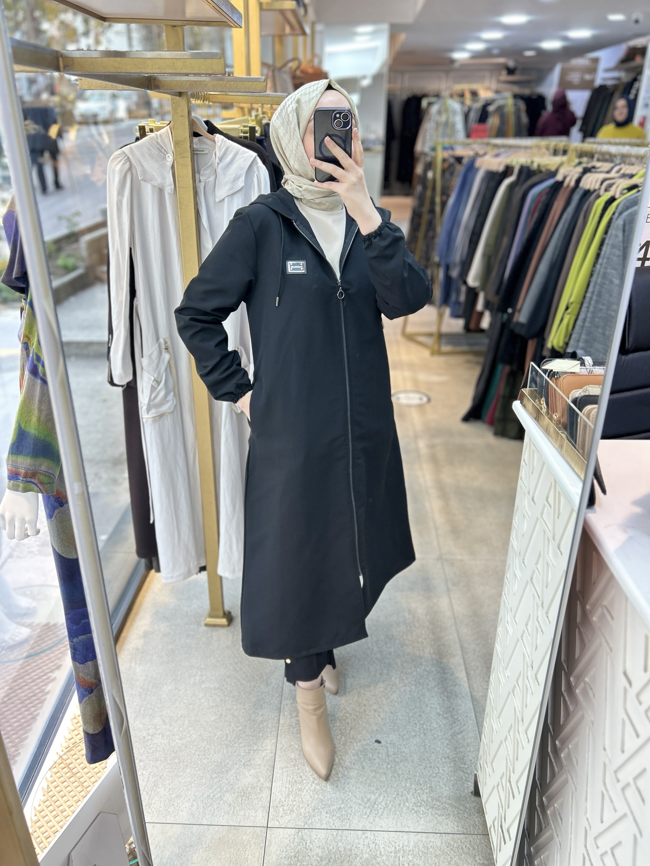 Cepli Kapşonlu Trençkot 1507 - Görsel 13