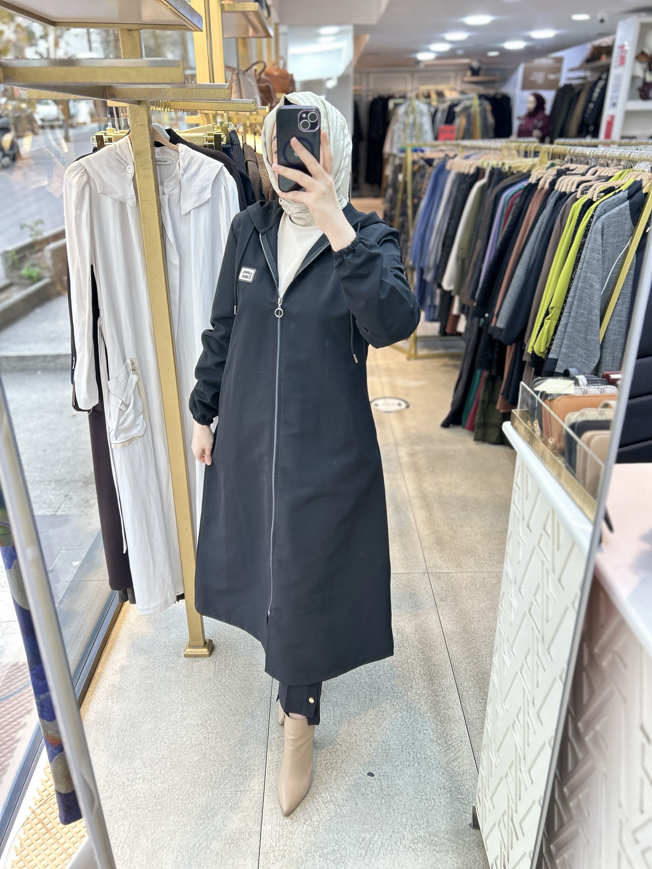 Cepli Kapşonlu Trençkot 1507 - Görsel 26