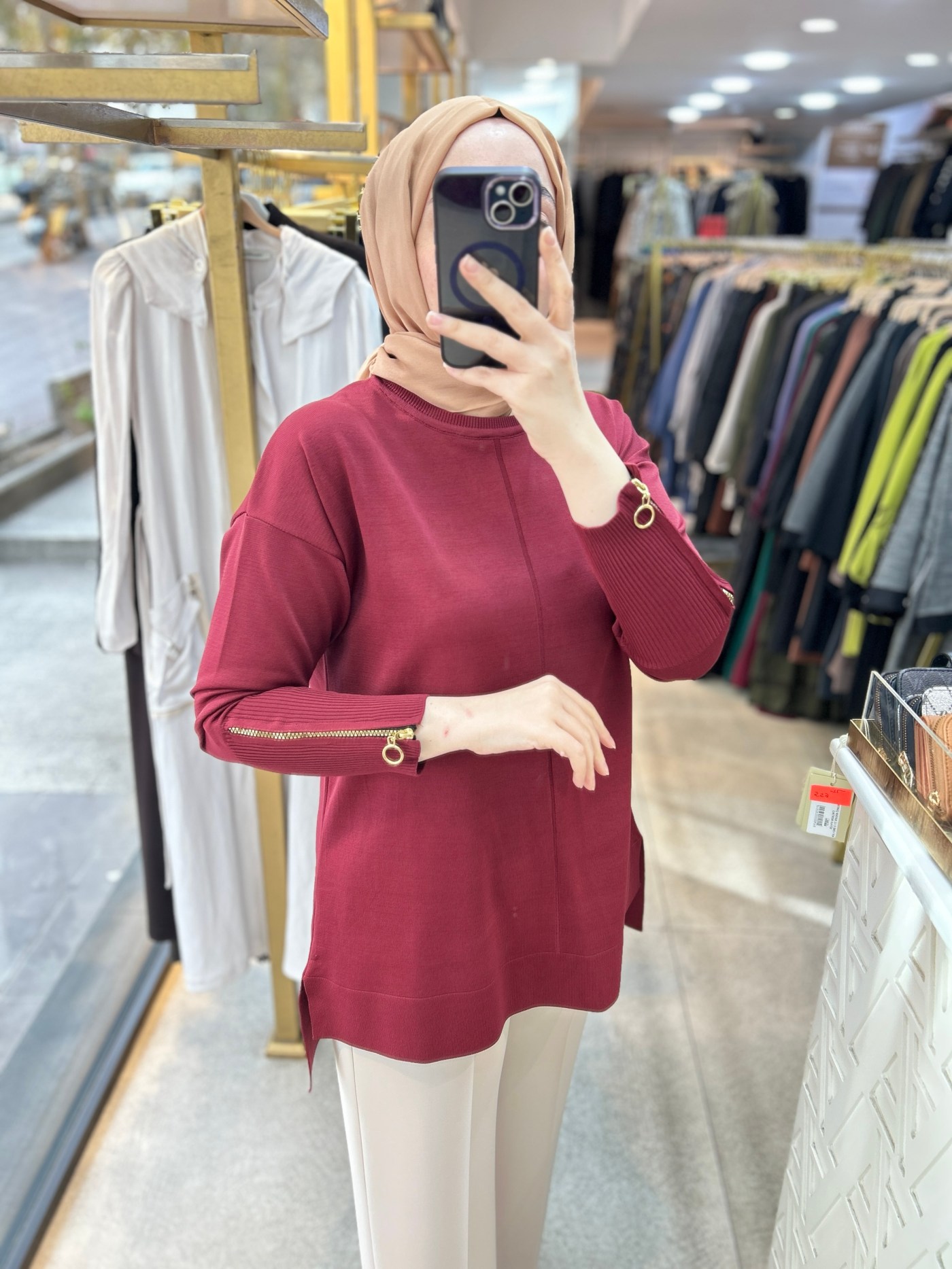 0333 Kol Fermuar Detaylı Tunik