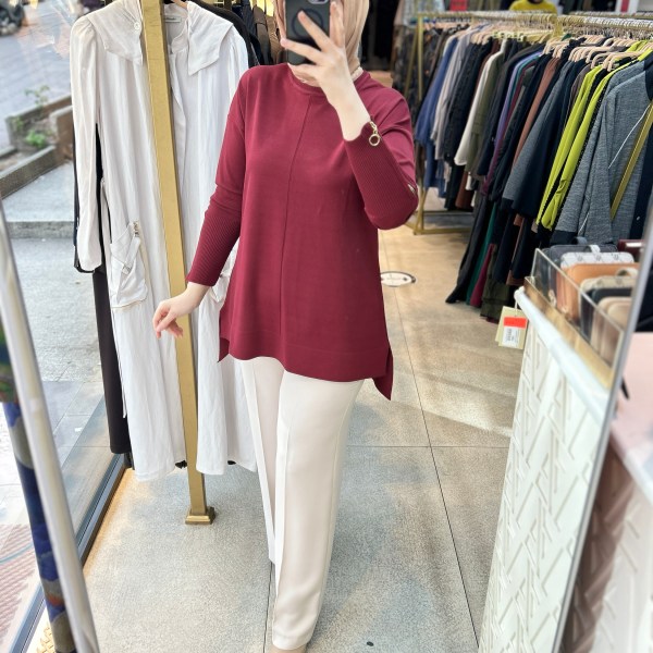 0333 Kol Fermuar Detaylı Tunik - Görsel 3