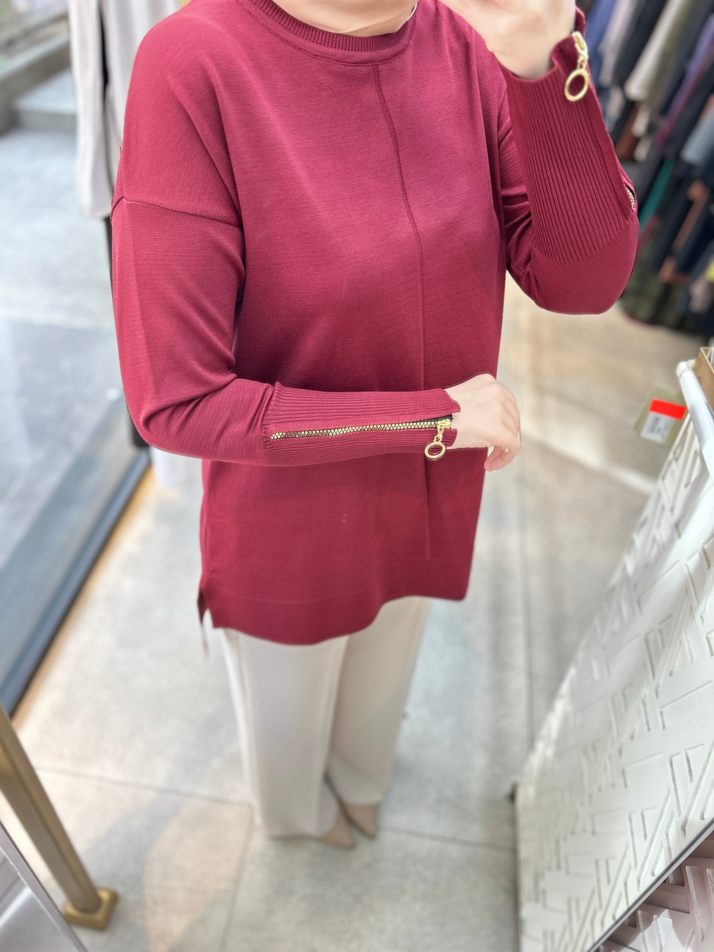 0333 Kol Fermuar Detaylı Tunik