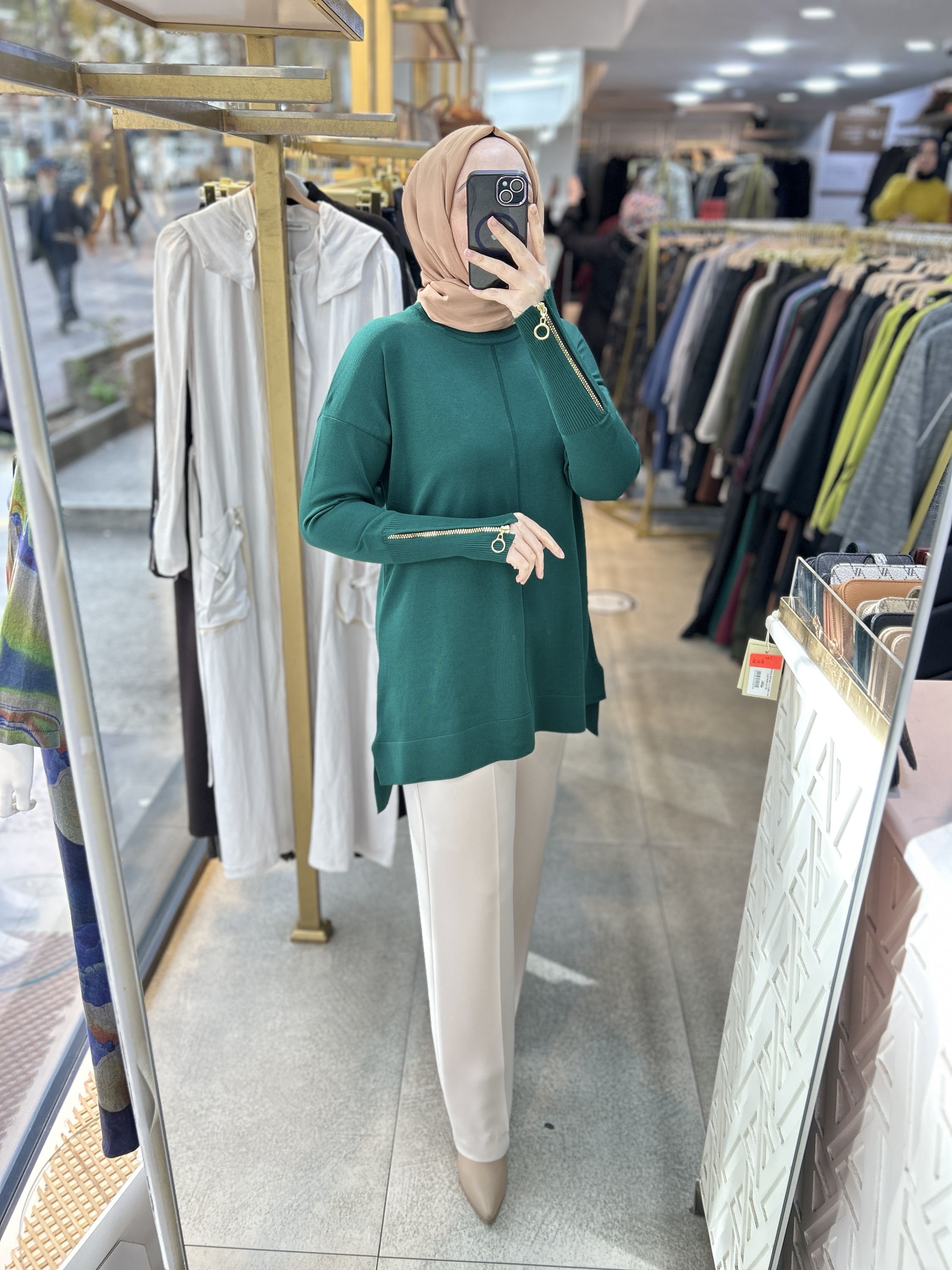 0333 Kol Fermuar Detaylı Tunik - Görsel 7