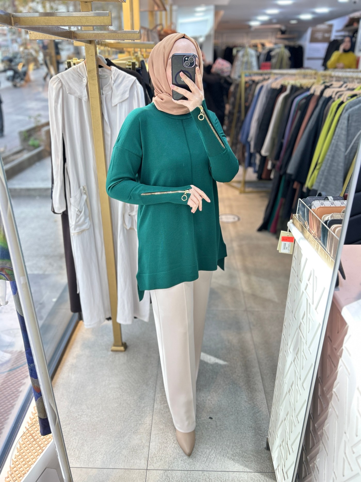 0333 Kol Fermuar Detaylı Tunik