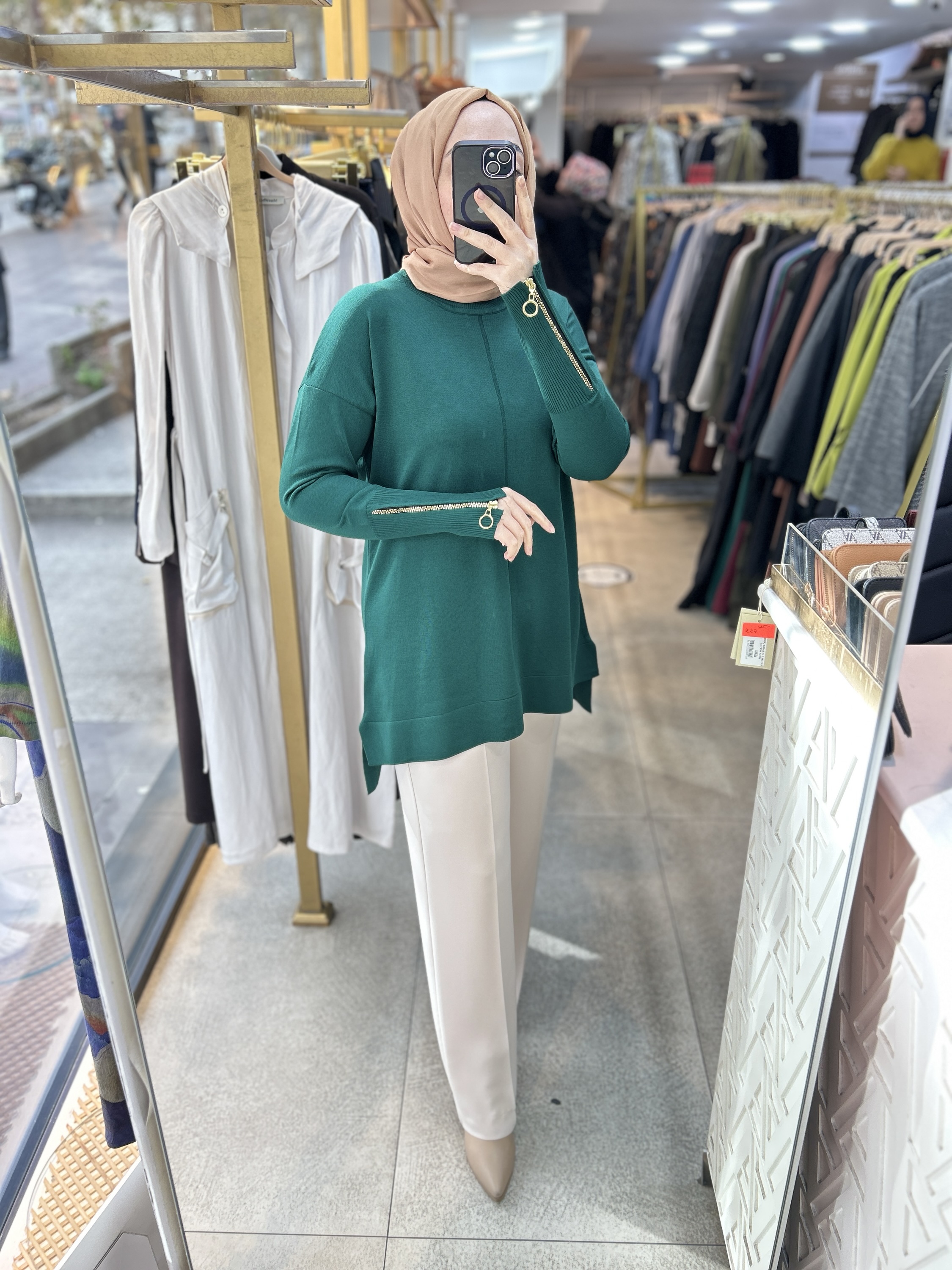 0333 Kol Fermuar Detaylı Tunik - Görsel 8