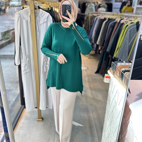 0333 Kol Fermuar Detaylı Tunik - Görsel 9