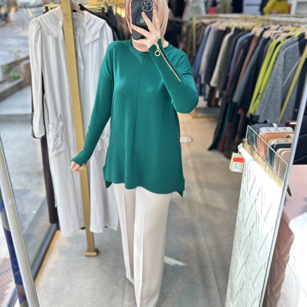 0333 Kol Fermuar Detaylı Tunik - Görsel 5