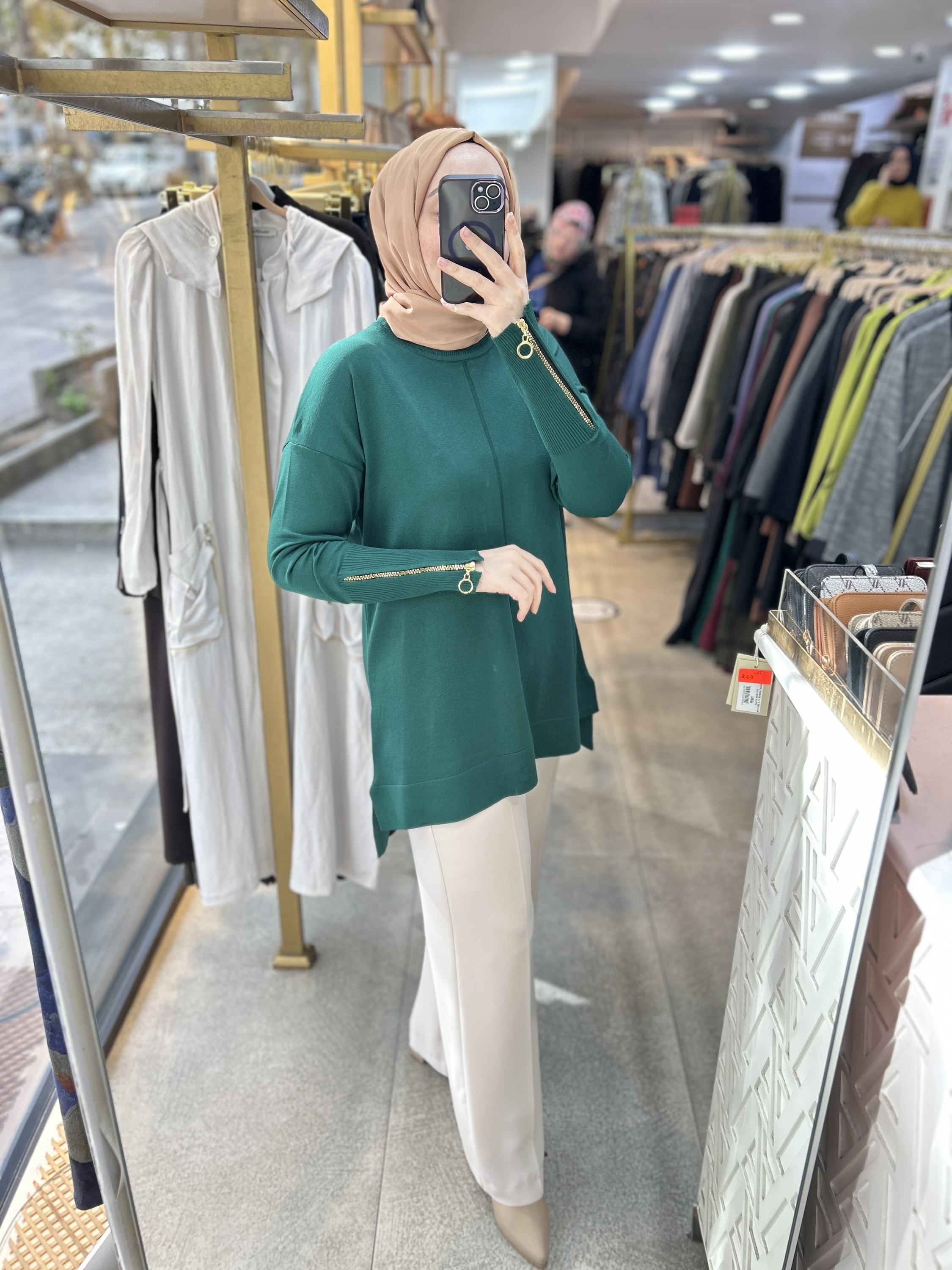 0333 Kol Fermuar Detaylı Tunik - Görsel 10