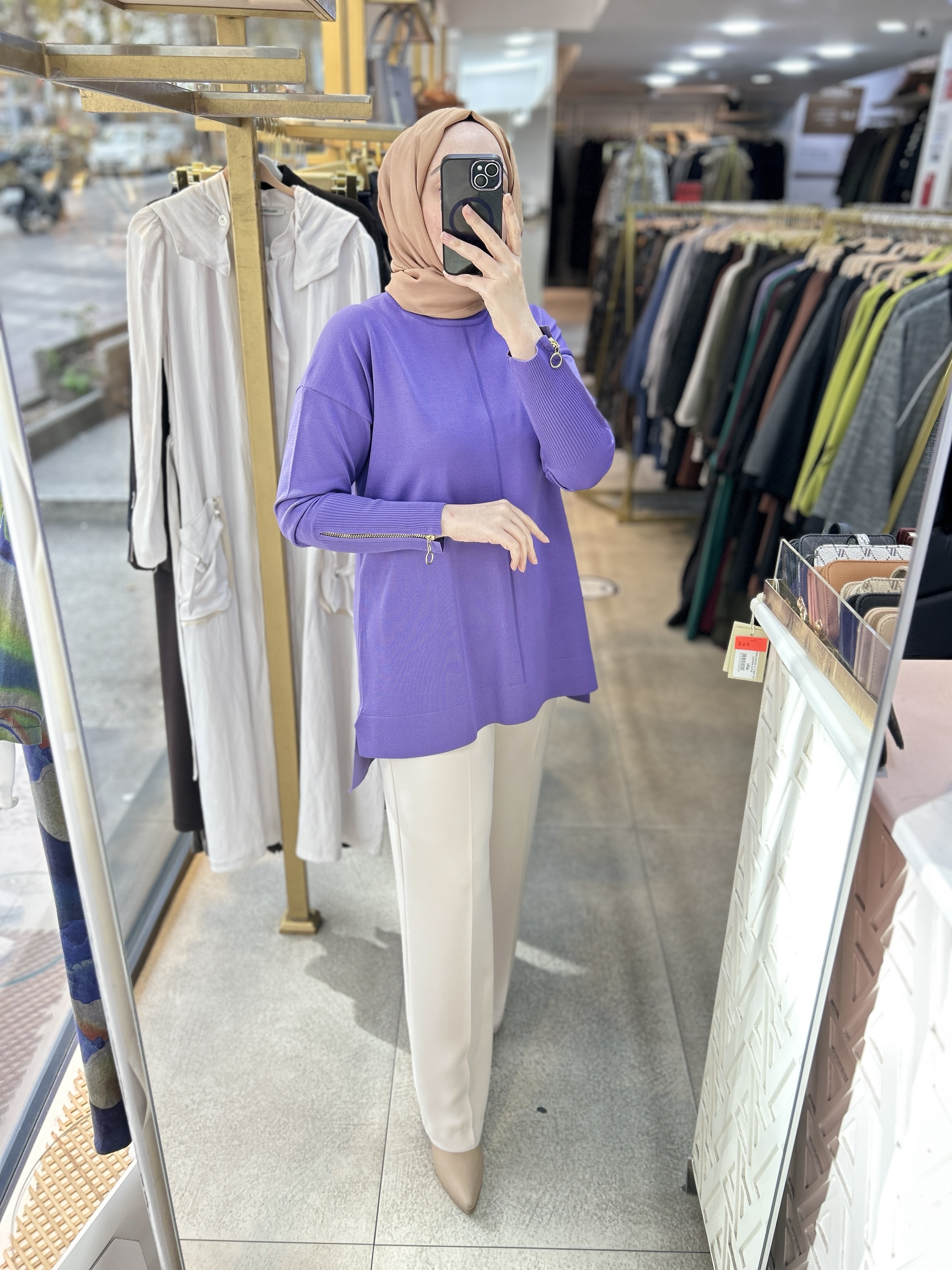 0333 Kol Fermuar Detaylı Tunik - Görsel 12