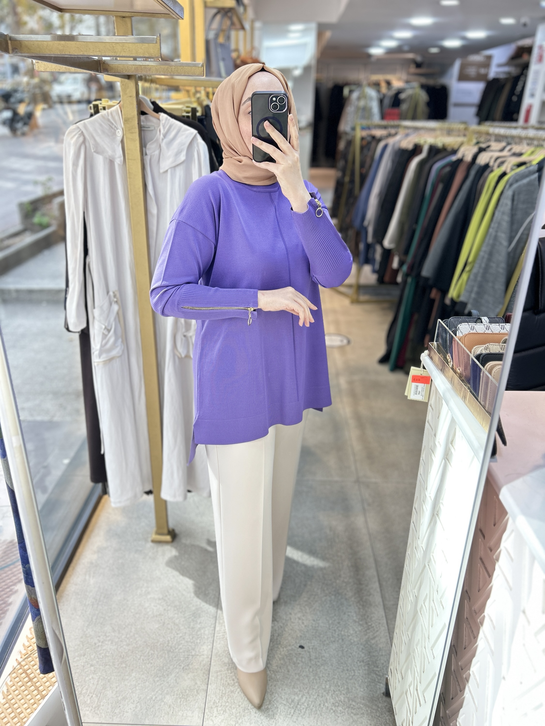 0333 Kol Fermuar Detaylı Tunik - Görsel 11