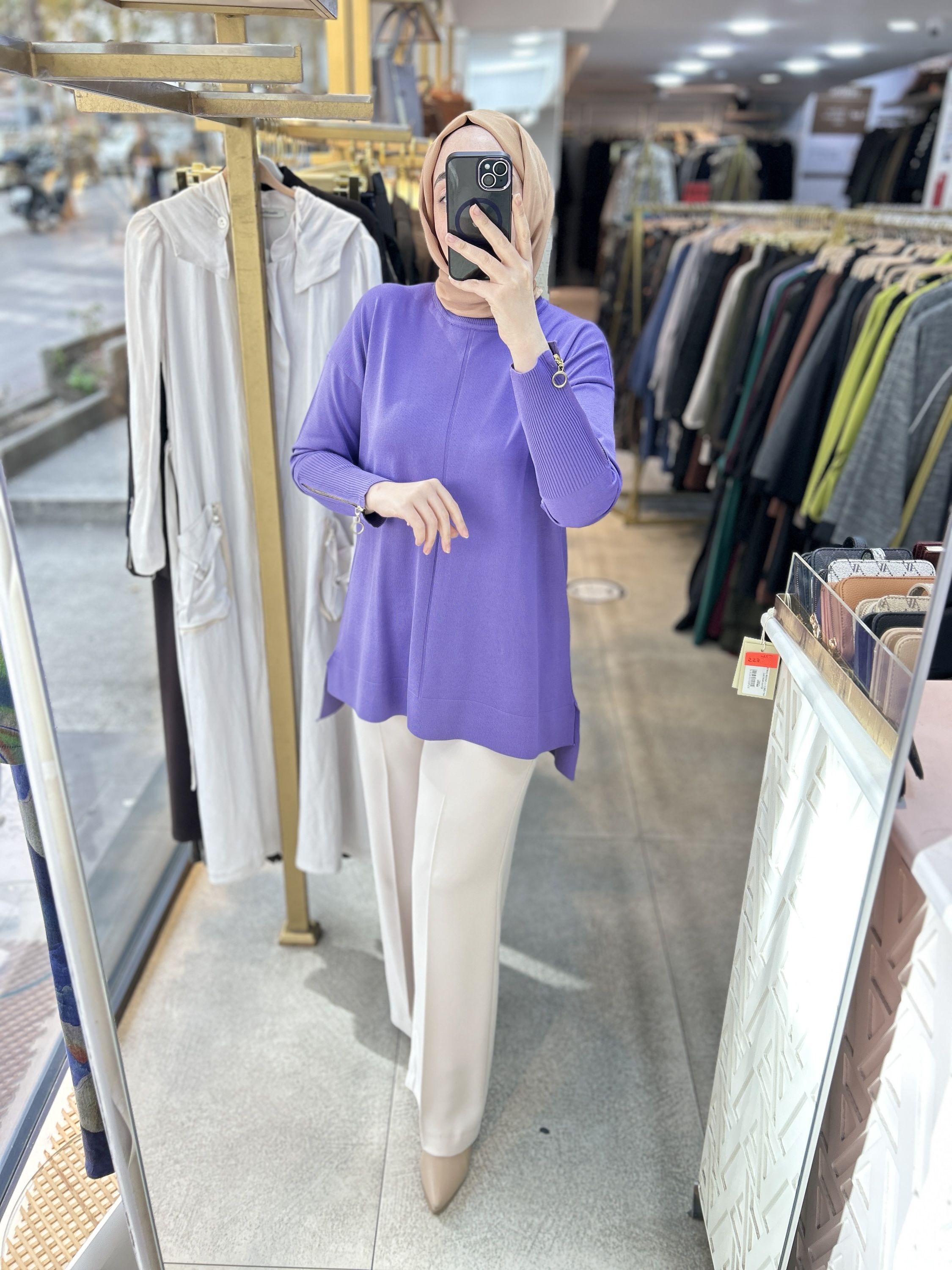 0333 Kol Fermuar Detaylı Tunik - Görsel 13