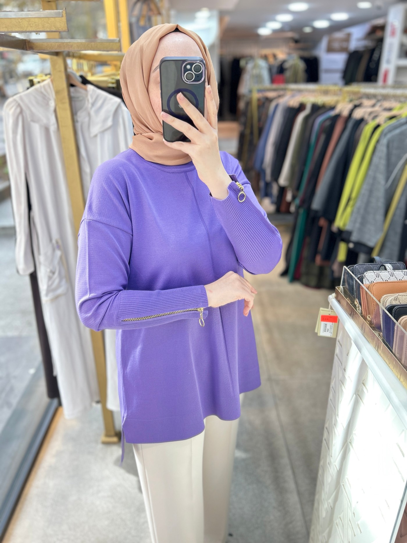 0333 Kol Fermuar Detaylı Tunik