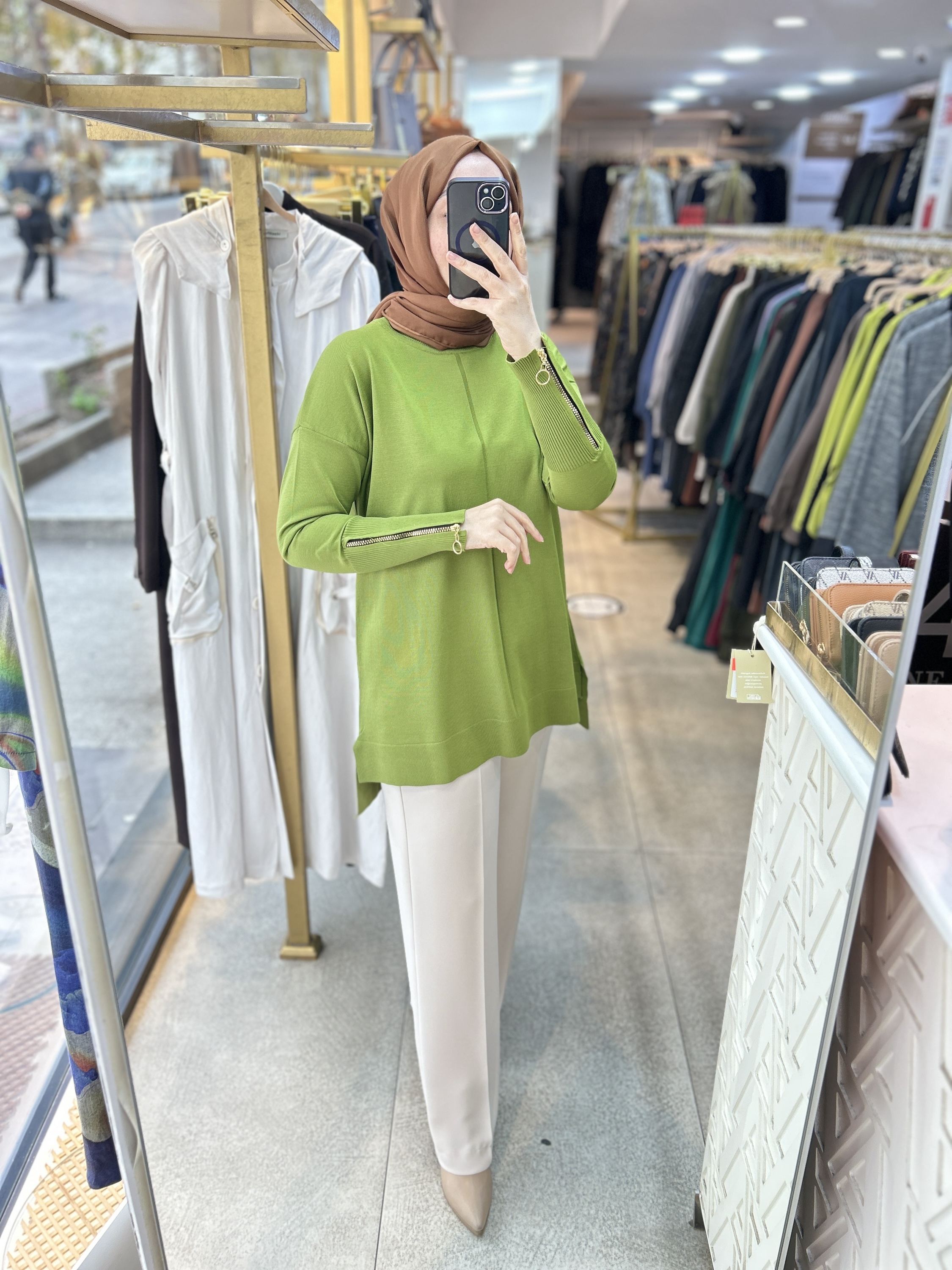 0333 Kol Fermuar Detaylı Tunik - Görsel 18