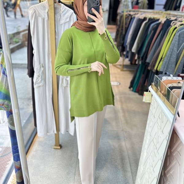 0333 Kol Fermuar Detaylı Tunik - Görsel 19