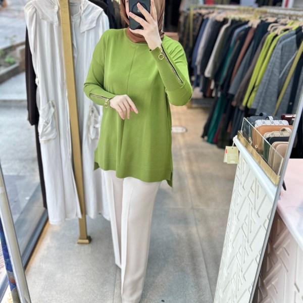 0333 Kol Fermuar Detaylı Tunik - Görsel 20