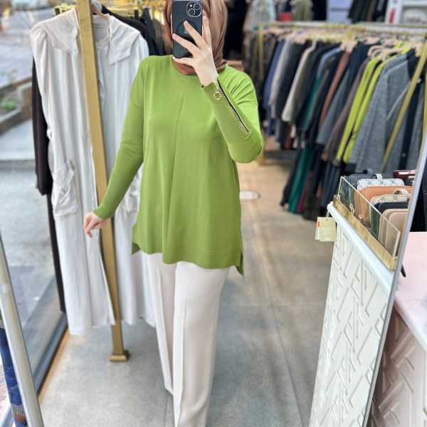 0333 Kol Fermuar Detaylı Tunik - Görsel 23