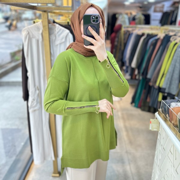 0333 Kol Fermuar Detaylı Tunik - Görsel 22