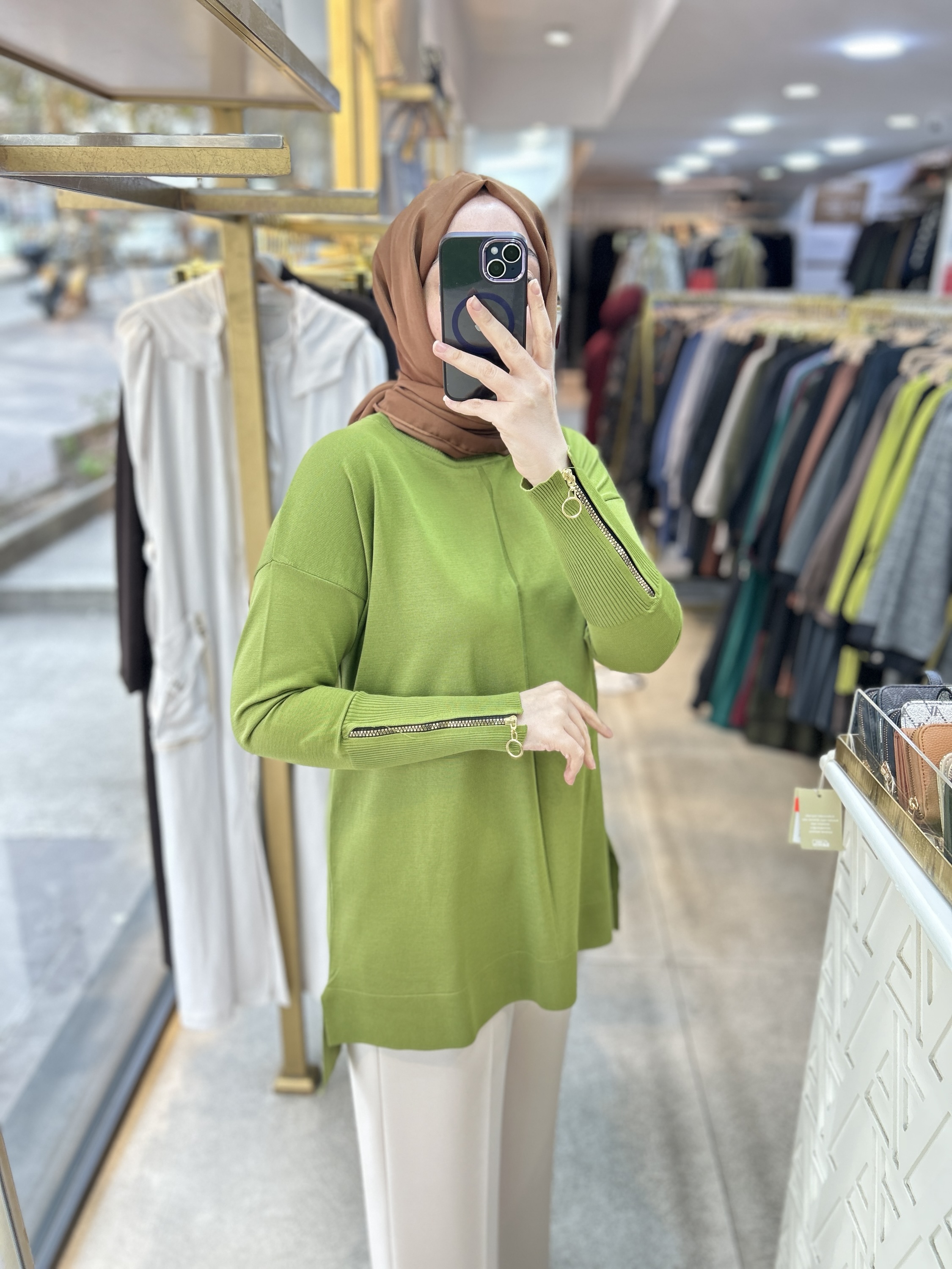 0333 Kol Fermuar Detaylı Tunik - Görsel 22