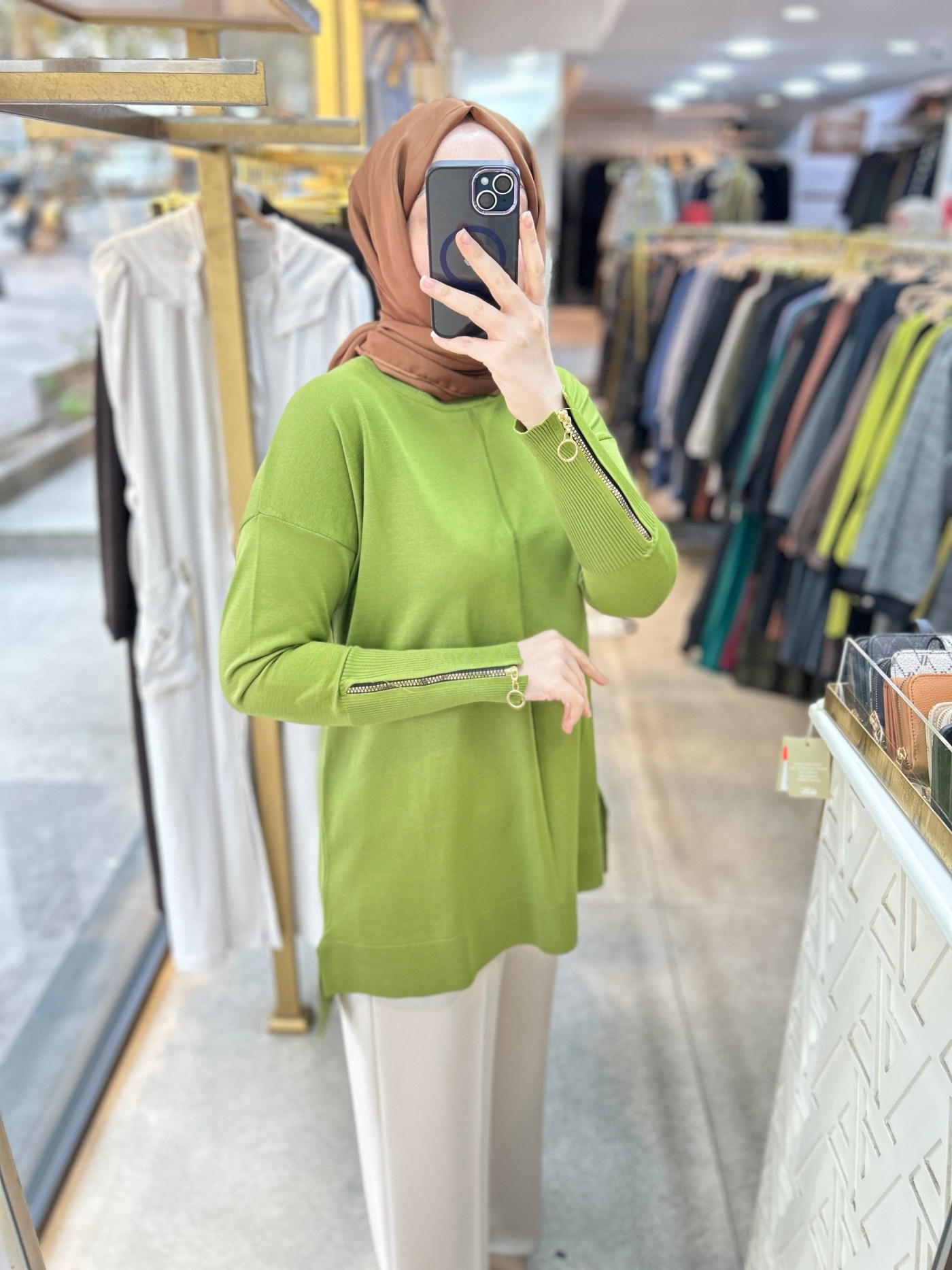 0333 Kol Fermuar Detaylı Tunik