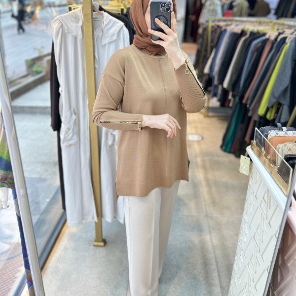 0333 Kol Fermuar Detaylı Tunik - Görsel 24