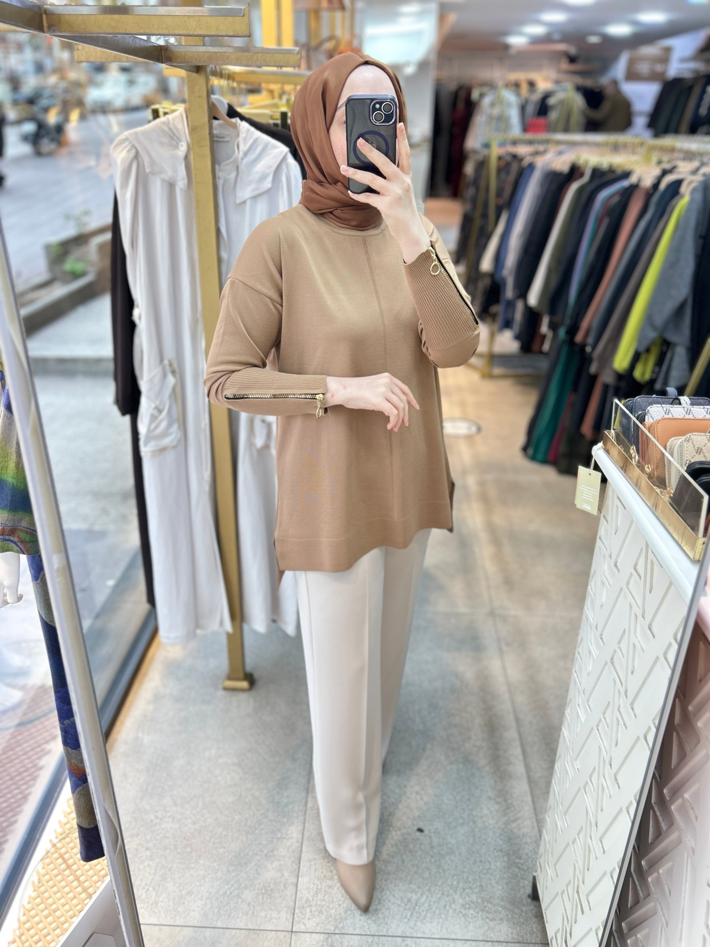 0333 Kol Fermuar Detaylı Tunik