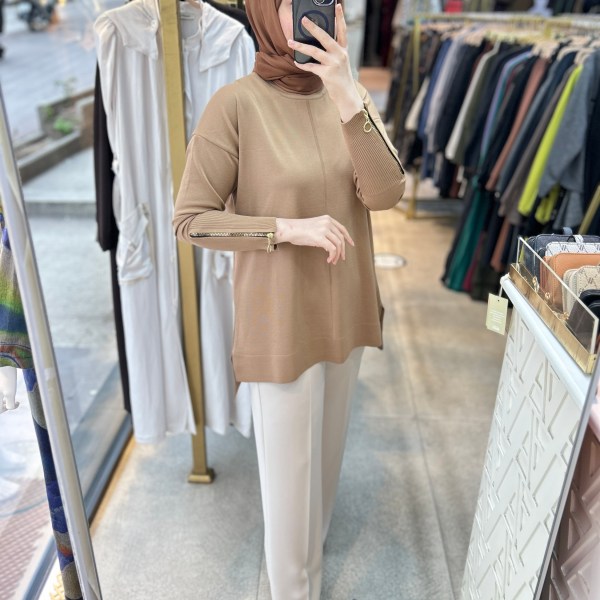 0333 Kol Fermuar Detaylı Tunik - Görsel 25