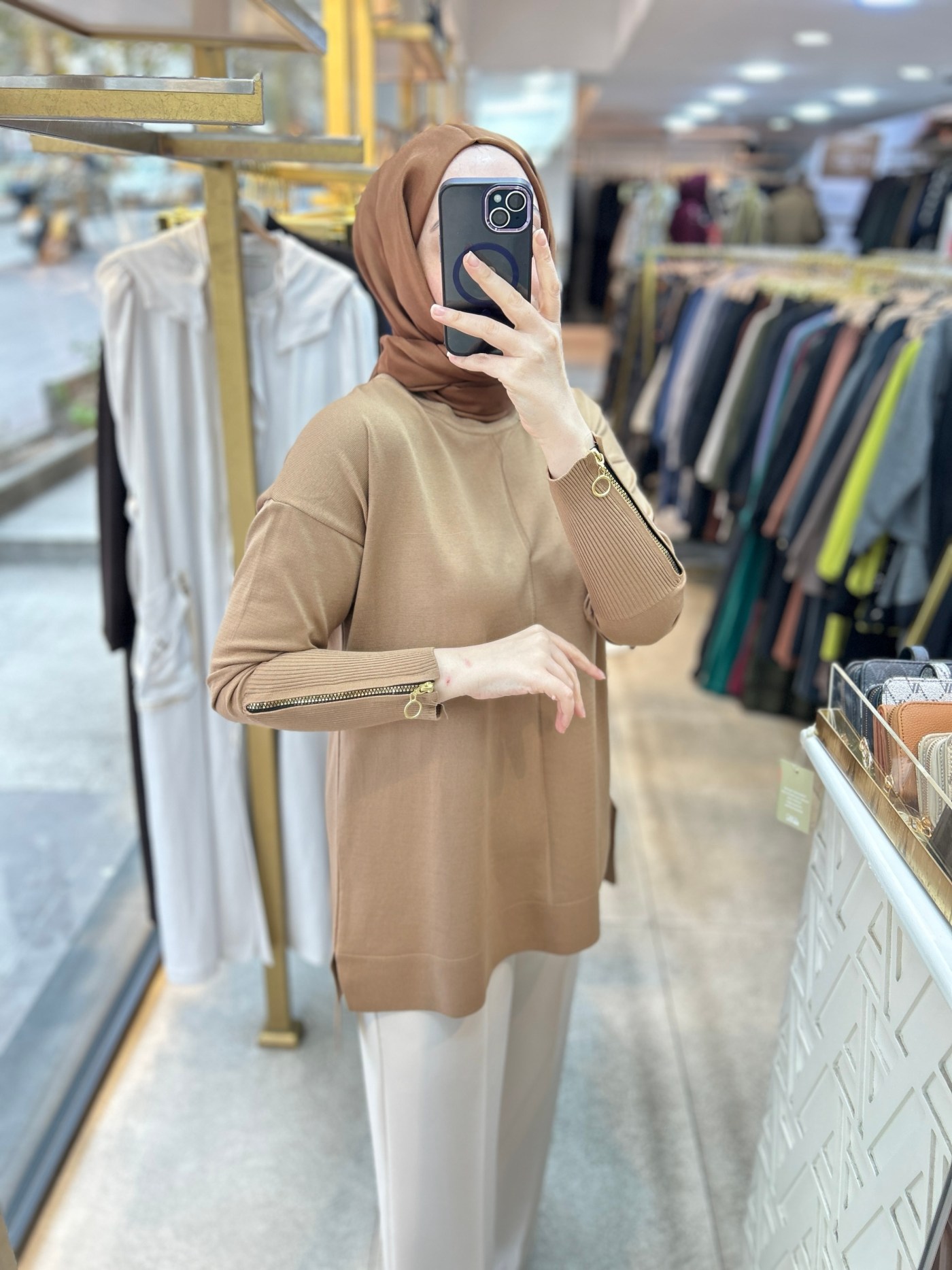 0333 Kol Fermuar Detaylı Tunik