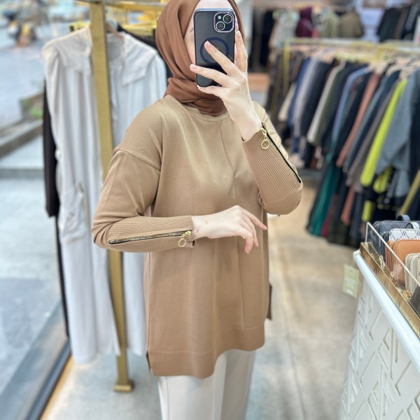 0333 Kol Fermuar Detaylı Tunik - Görsel 27