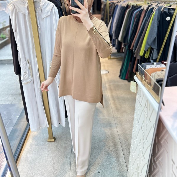 0333 Kol Fermuar Detaylı Tunik - Görsel 28