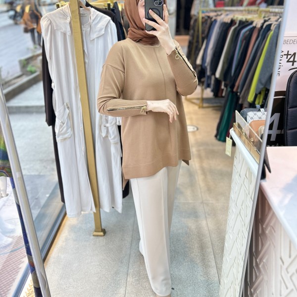 0333 Kol Fermuar Detaylı Tunik - Görsel 29