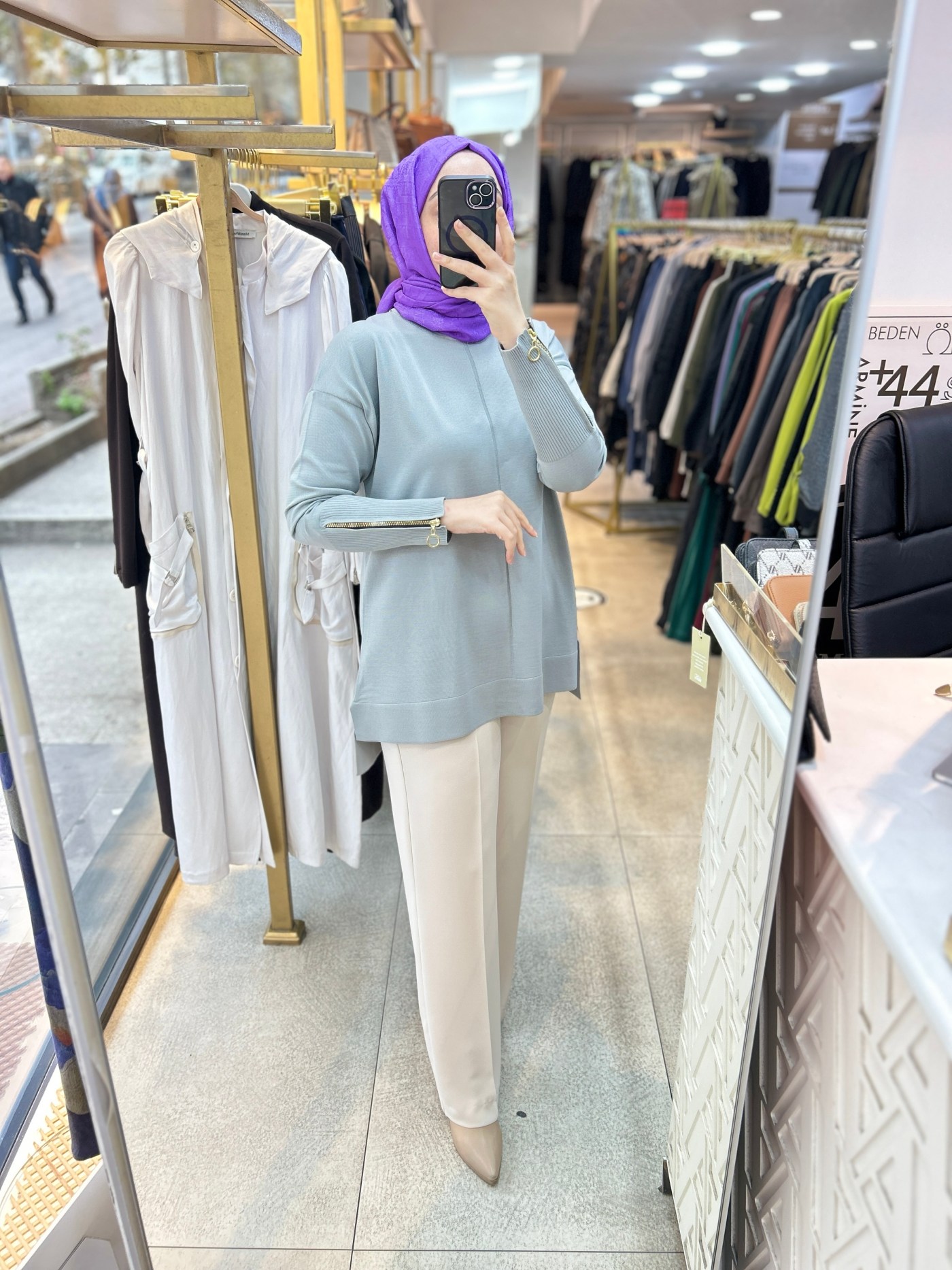 0333 Kol Fermuar Detaylı Tunik