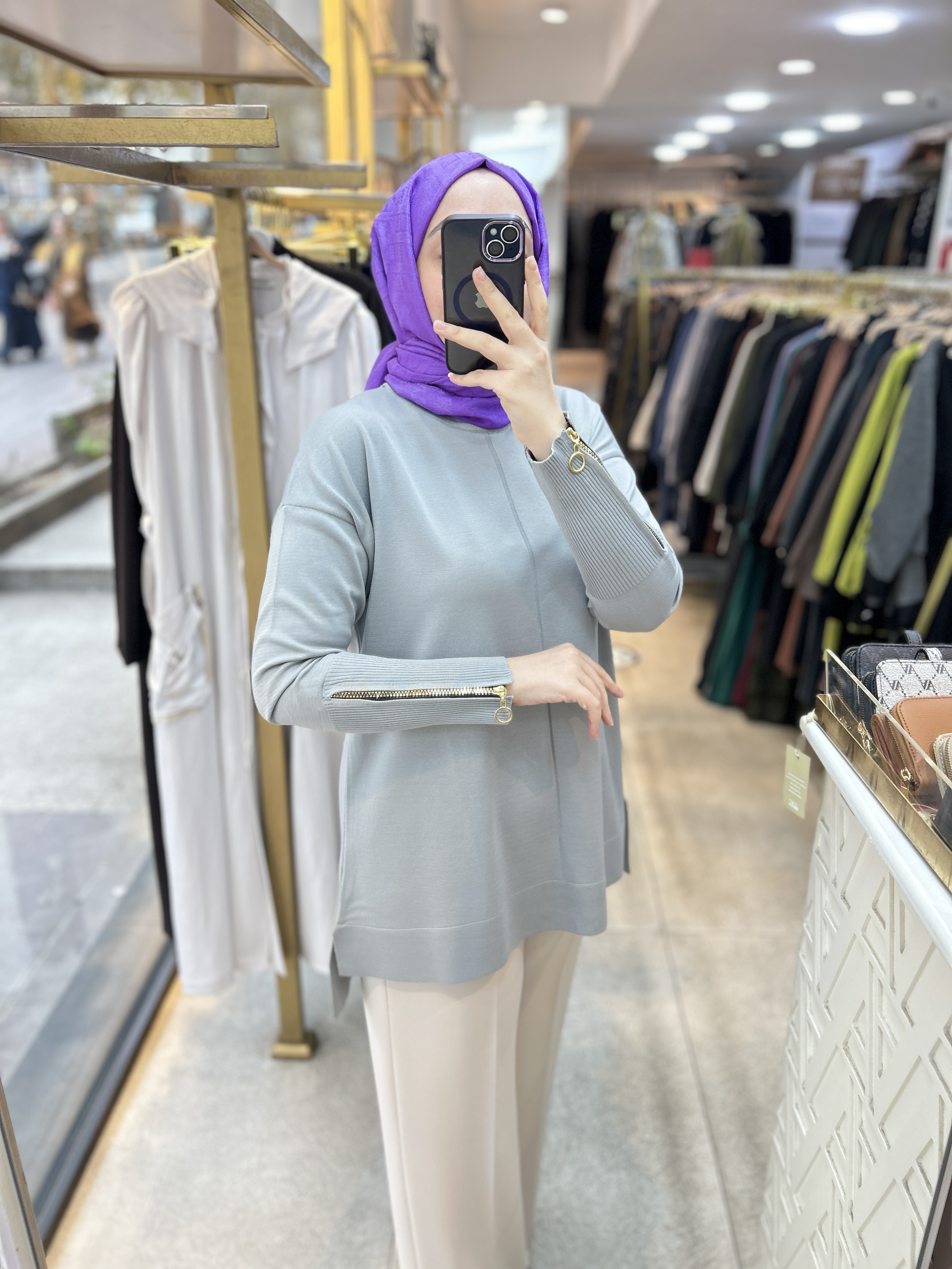 0333 Kol Fermuar Detaylı Tunik - Görsel 34