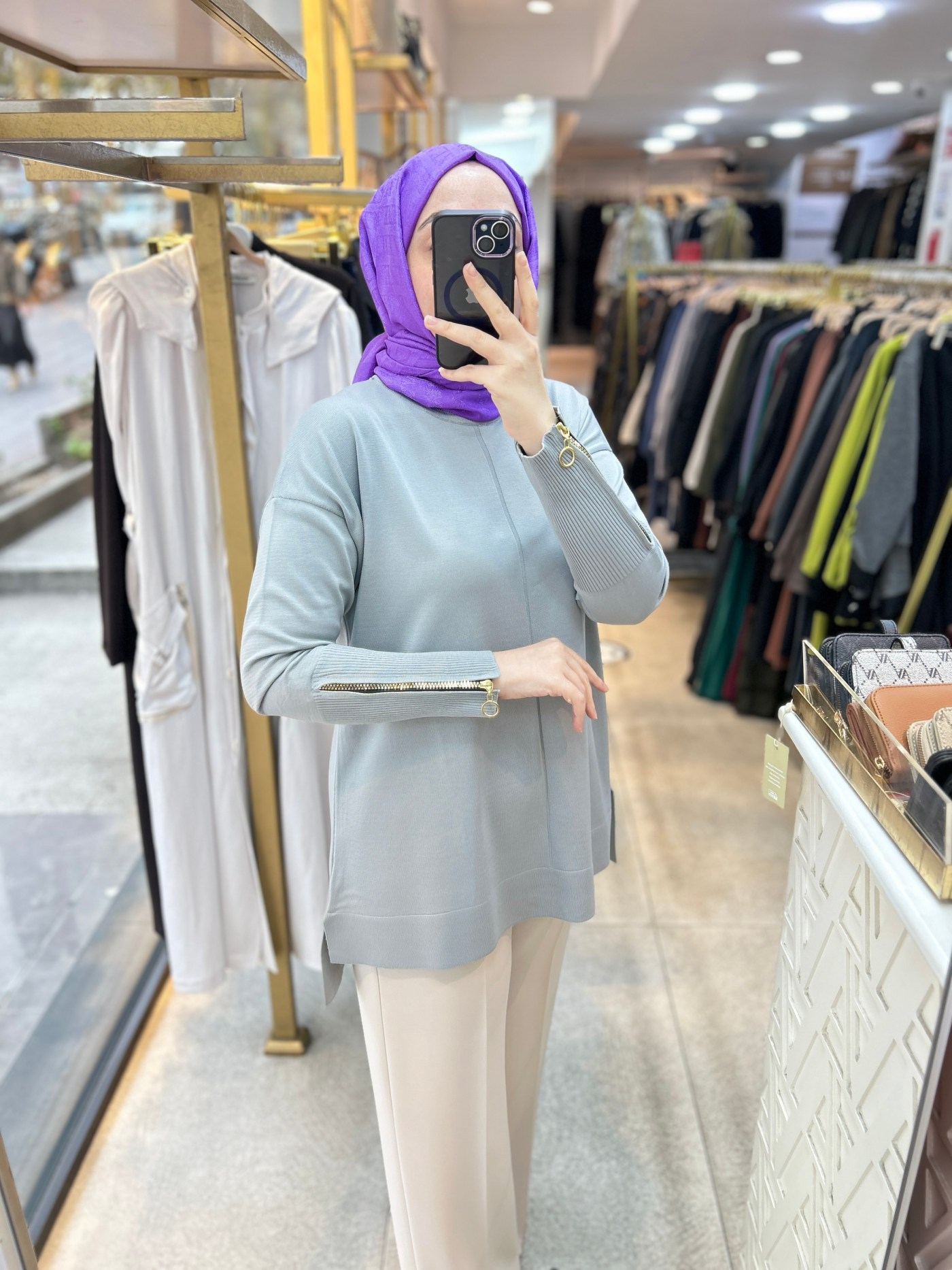 0333 Kol Fermuar Detaylı Tunik