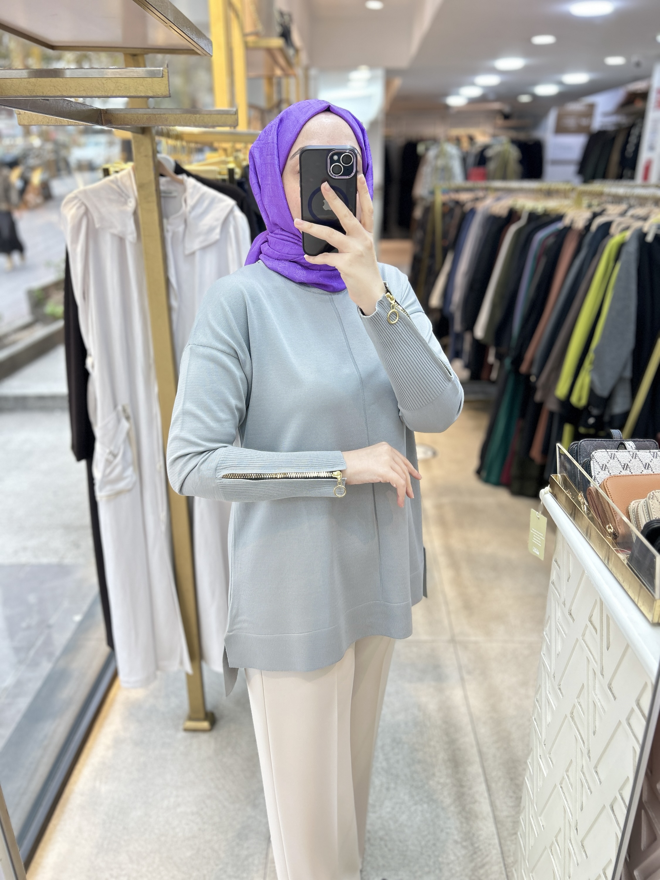 0333 Kol Fermuar Detaylı Tunik - Görsel 35