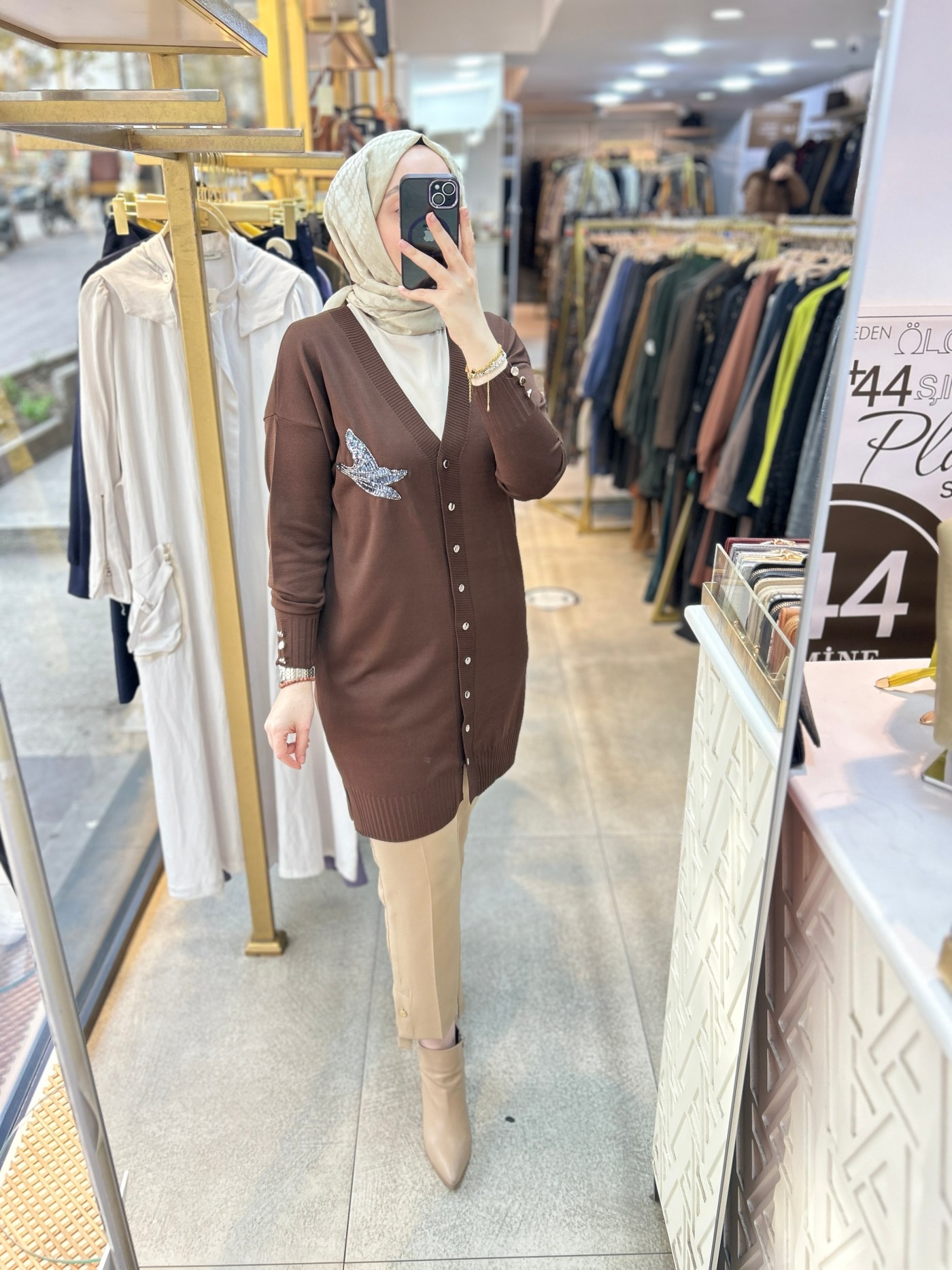 3207 Kuş Detaylı Tunik