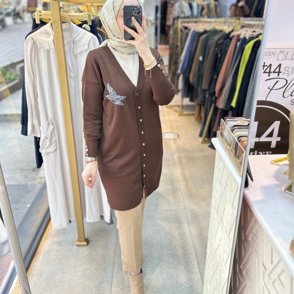 3207 Kuş Detaylı Tunik - Görsel 1