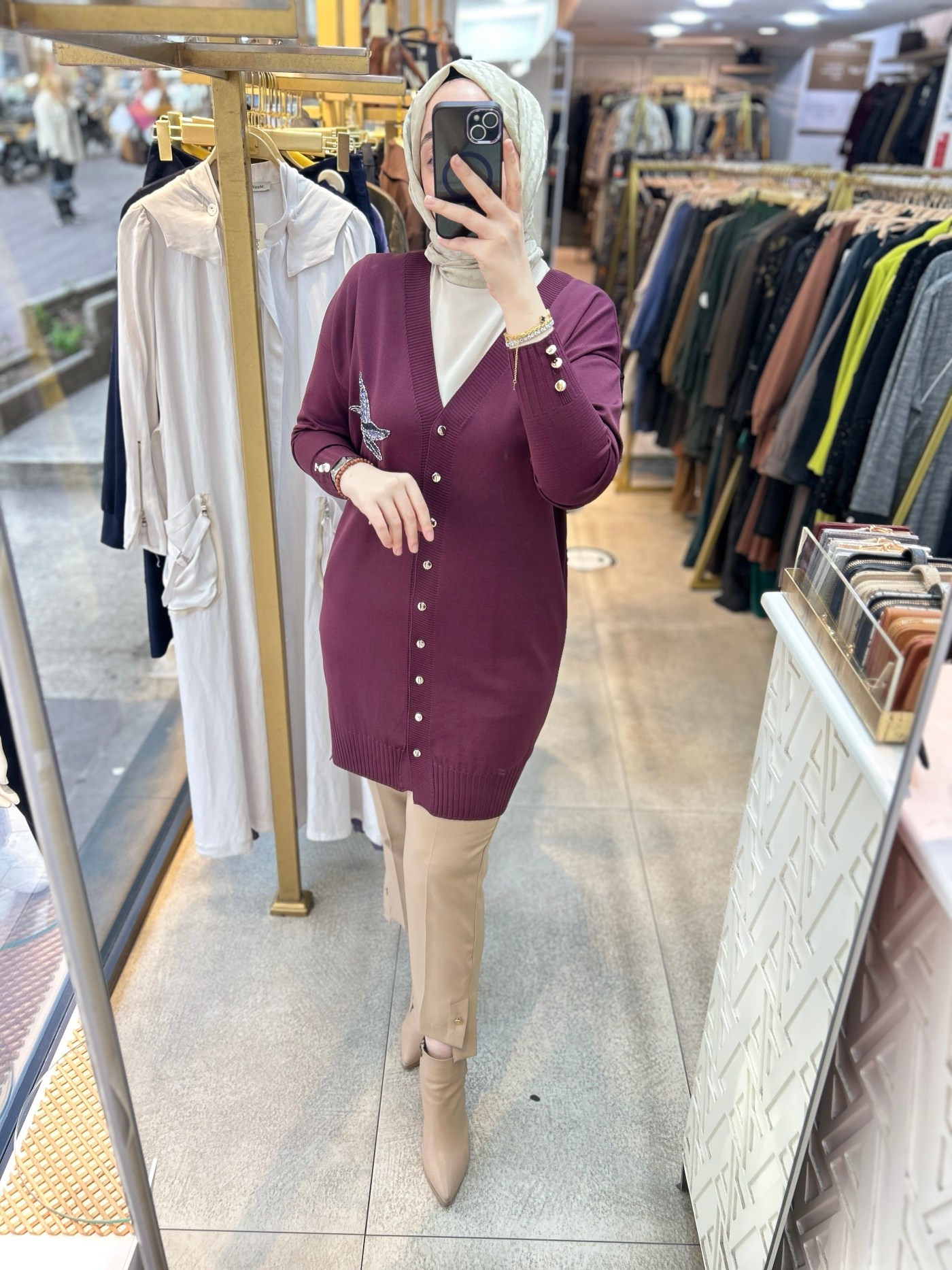 3207 Kuş Detaylı Tunik