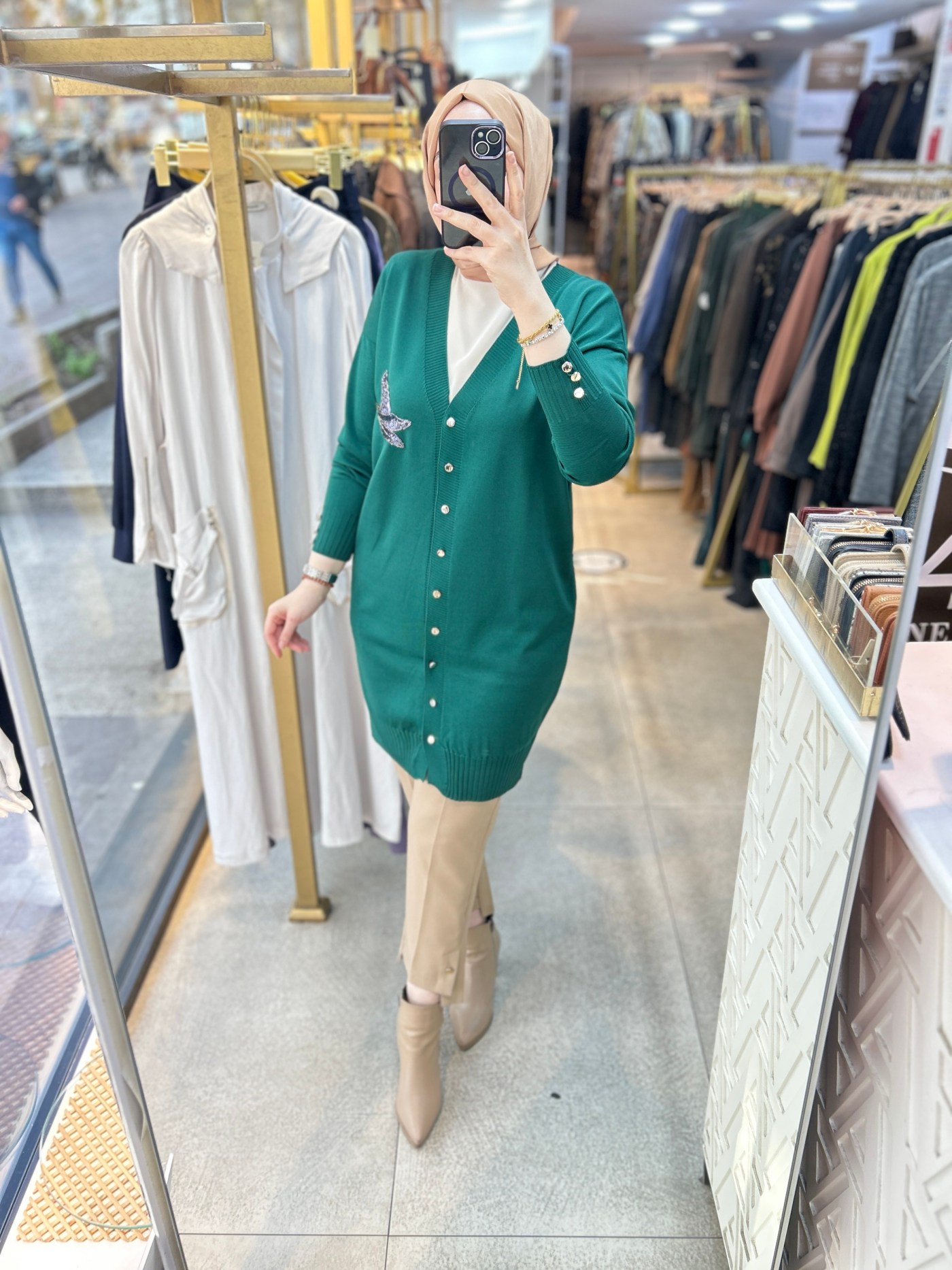 3207 Kuş Detaylı Tunik