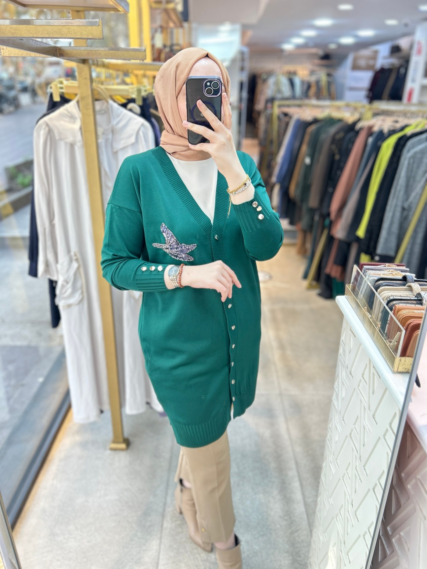 3207 Kuş Detaylı Tunik