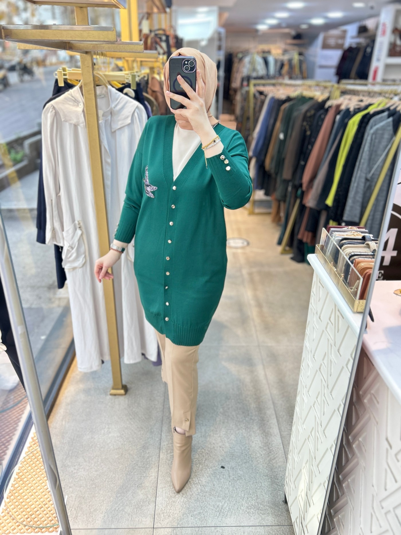 3207 Kuş Detaylı Tunik